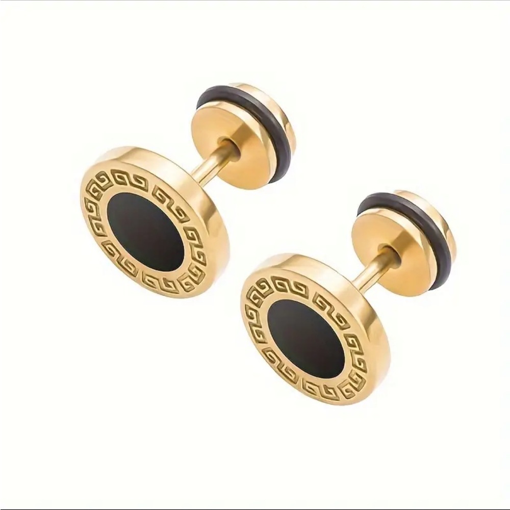 Gold Plated Rhinestone Stud Earrings - Picture 10 of 11